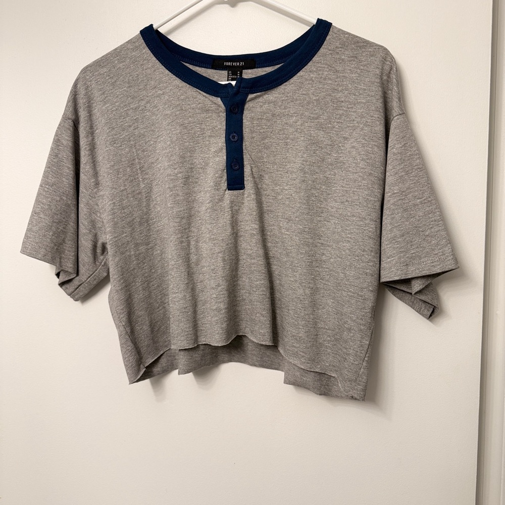 Forever 21 Blue and Gray Henley Top